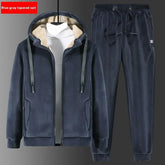 Winter Silver Fox Velvet Plus Size Sweatshirt And Sweatpants Two-piece Set Douson Odeh