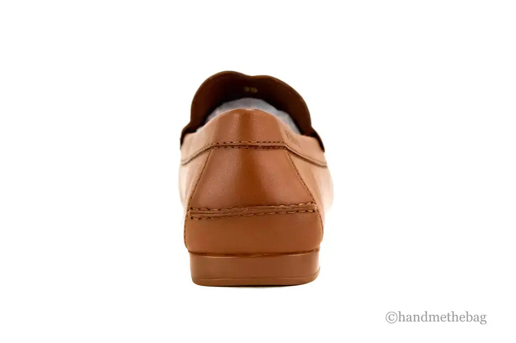 Versace Warm Brown Leather Gold Greek Key Driver Loafers Douson Odeh