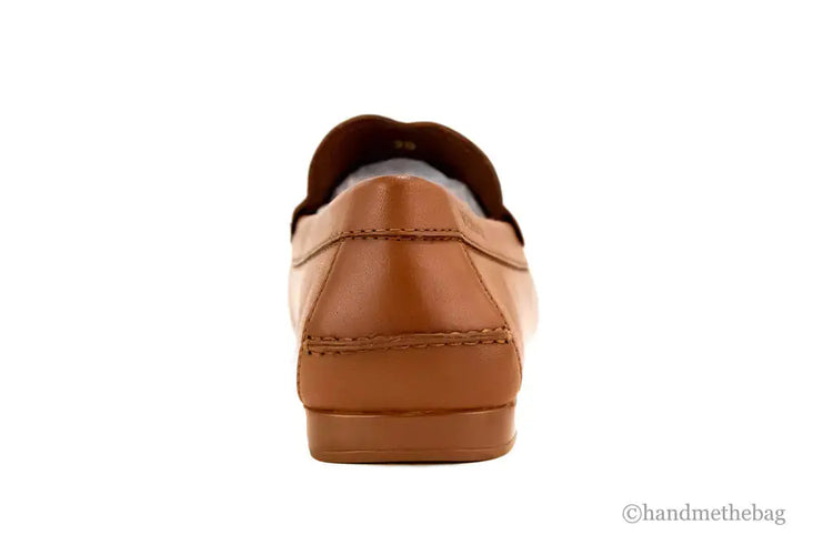 Versace Warm Brown Leather Gold Greek Key Driver Loafers Douson Odeh