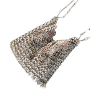 Designer Silver Sequin Woven Evening Clutch Bag for Women