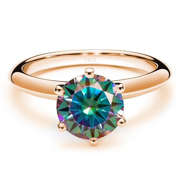 Moissanite Ring Female S925 Silver 18K Gold Plating