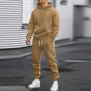 Men's Casual Sports Suit Solid Color Hoodie With Gridles Pants