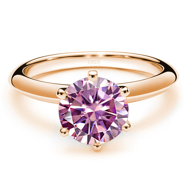 Moissanite Ring Female S925 Silver 18K Gold Plating