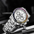 Men's Multifunctional Stainless Steel Colorful Crystals Waterproof Quartz Watch