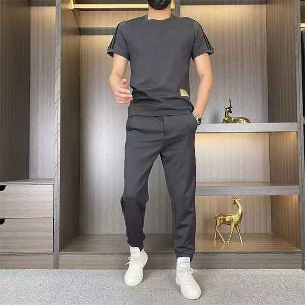 Men's Trend Loose And High-elastic Ice Silk Leisure Suit