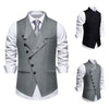 Solid Color European Size Oblique Placket Single-breasted Men's Suit Vest