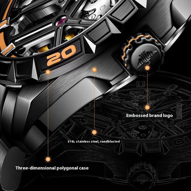 Sports Automatic Men's Mechanical Hollow Waterproof Watch