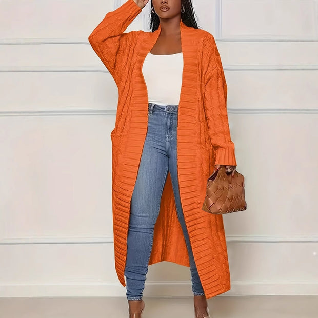 Women's Solid Color Elegant Knitted Coat Fashion Pocket