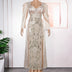 Plus Size Women's Dress V-neck Backless Sequined Evening Dress