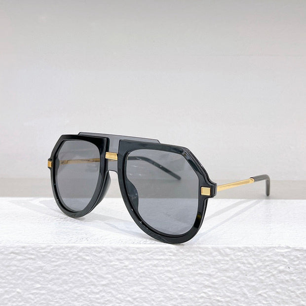 Women's Fashionable Sunshade Large Frame Black Leopard Print Glasses