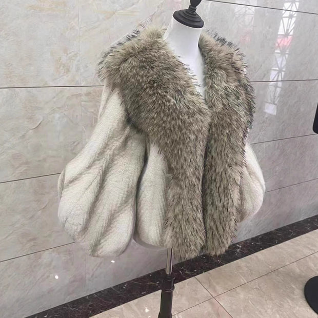 Mid-length Mink-like Wool Leopard Print Coat