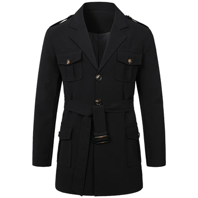 Men's Hunting Clothes Medium Length Men's Casual Suit Trench Coat