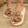 Women's Fashion All-match Flower Flat Toe Flip-flops