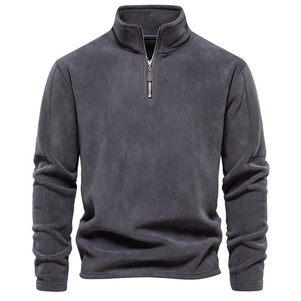Men's Autumn And Winter New Stand Collar Half Zip Long-sleeved Sweater