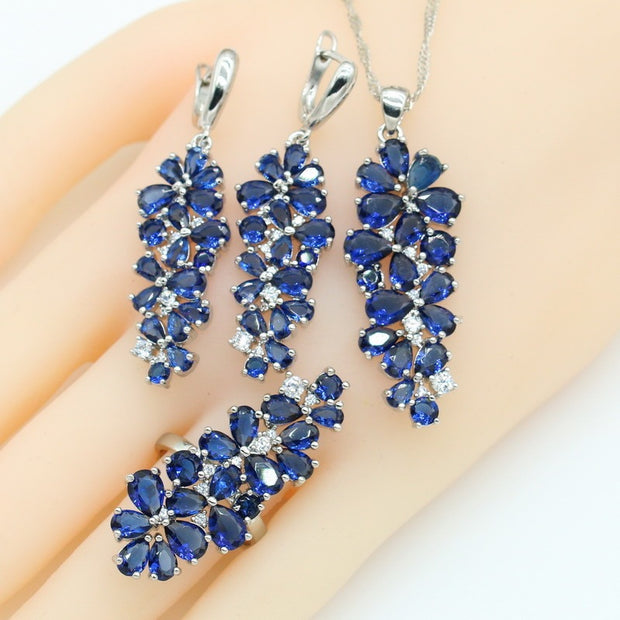 Zircon Inlaid Necklace Earring Ring Bracelet Popular Ornament