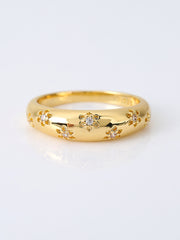 Affordable Luxury Fashion Copper Inlaid Zircon Flower Ring