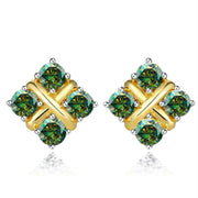 Korean Style S925 Pt950 Gold Plated Geometric Moissanite Stud Earrings