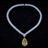 Pear-Shaped Yellow Diamond Necklace With Water Drop Zircon