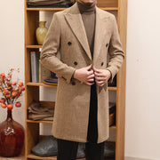 Brown Warm Wool Double Breasted Slim Jacket