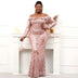Plus Size Women's Sequin Evening Dress — Long Sleeve Elegant Gown