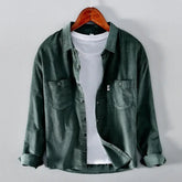 Men Pocket Casual Corduroy Long-sleeved Shirt Douson Odeh