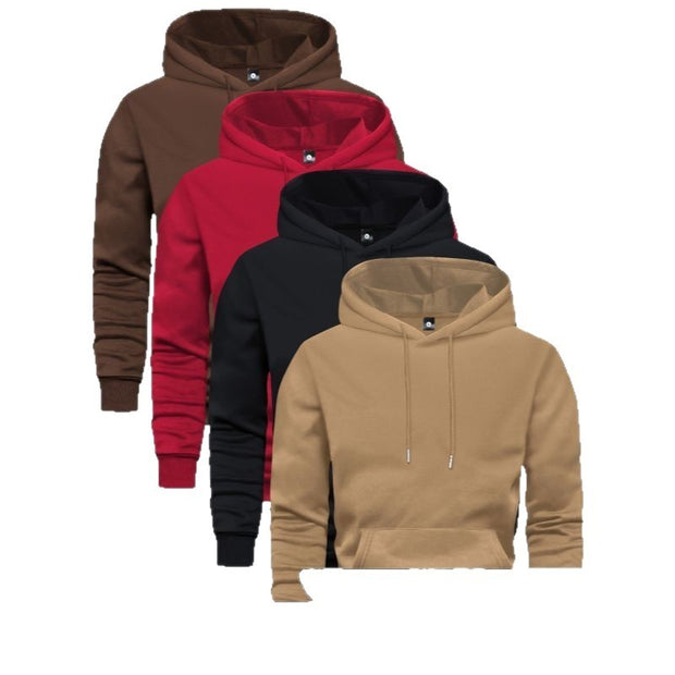 Men's Solid Color Hoodie With Pocket