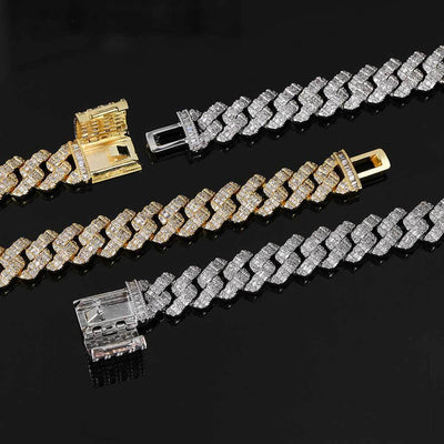Hip Hop Square Circle Mixed Inlay 10mm Diamond Cuban Necklace