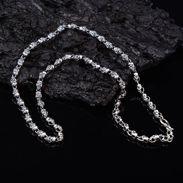 S925 Sterling Silver Fine 6mm Skull Necklace