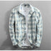 New Men's Shirt Cotton Washed Long-Sleeved Lapel Plaid Shirt Cotton Shirt Men Douson Odeh