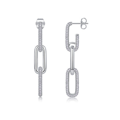 Chain Luxury Fashion Diamond Earrings Stud Set With Mosan Diamond Silver Ornaments