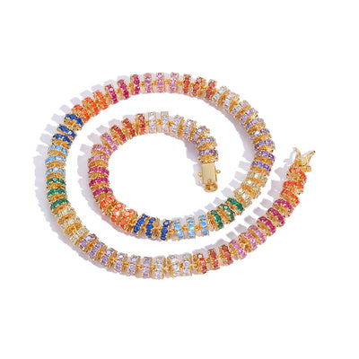 8mm Wide Colorful Circle Tennis Necklace