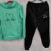 Love Heart Printed Sports Suit Hooded Sweatshirt Top And Drawstring Pants Fashion Casual Clothing For Women