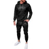 Autumn And Winter Fleece-lined Letter Print Same Color Sweatshirt And Sweatpants Suit Men