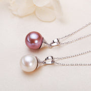 Single Silver Necklace Pearl Pendant