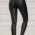 Pure Color PU Sexy Leather Pants Casual Feet Pants Women