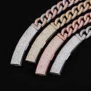 Big Box Jewelry Buckle Cuban Chain Full Zircon Hip Hop Men's Necklace