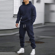 Men's Casual Sports Suit Solid Color Hoodie With Gridles Pants