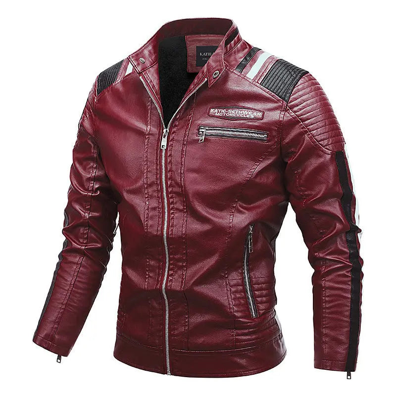 Motorcycle Leather Coat For Men Autumn And Winter New Men Douson Odeh