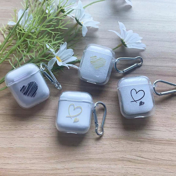 Earphone Sleeves 3 Generation Bluetooth Earbuds Case Applicable To Tpu Transparent Soft Shell Graffiti Love Heart