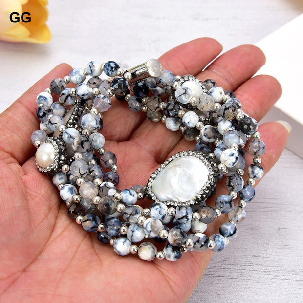 Round Agate Stone Women's Bracelet