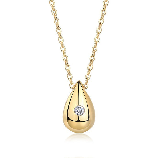 Dreamy Water Drop - A Trendy Diamond Jewelry Necklace Pendant Set With 1-carat Moissanite S925 Sterling Silver And Gold Plating