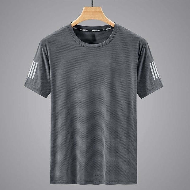 Summer Solid Color Round Neck Top Clothing Speed Sporty Simplicity Ice T-shirt Men