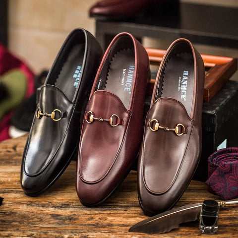 Horsebit Leather Shoes Round Toe Casual Shoes Men Douson Odeh