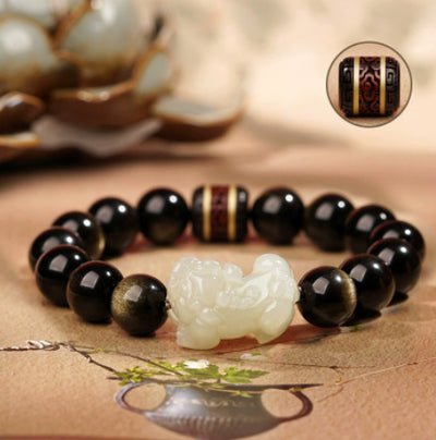 Natural Rainbow Eye Obsidian Bracelet
