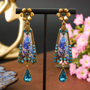 Enamel Painted Light Luxury Inlaid Zirconium Ethnic Earrings