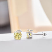 1CTX2 Lemon Yellow Moissanite Stud Earrings