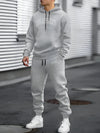Autumn And Winter Fleece-lined Letter Print Same Color Sweatshirt And Sweatpants Suit Men