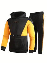 Casual Classic Plaid Hooded Long Sleeve Sweater Suit