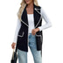 Casual Simple Lace Cardigan Lapel Contrast Color Trim Vest Coat Women Douson Odeh