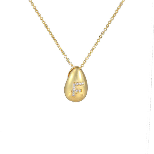 Glossy Water Drop 26 English Letter Pendant Copper-plated Gold Simple Pendant Female